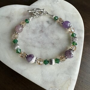 Purple Stone and Crystal Bracelet