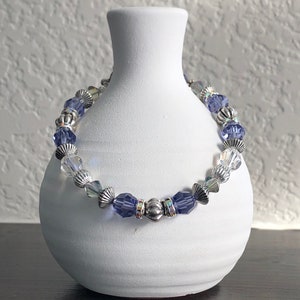 Purple Swarovski Crystal & Silver Beaded Bracelet