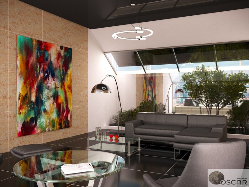 Large Office Wall Art Original Paintings on Canvas Canvas Etsy