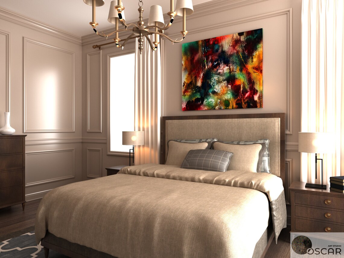 Large Office Wall Art Original Paintings on Canvas Canvas Etsy