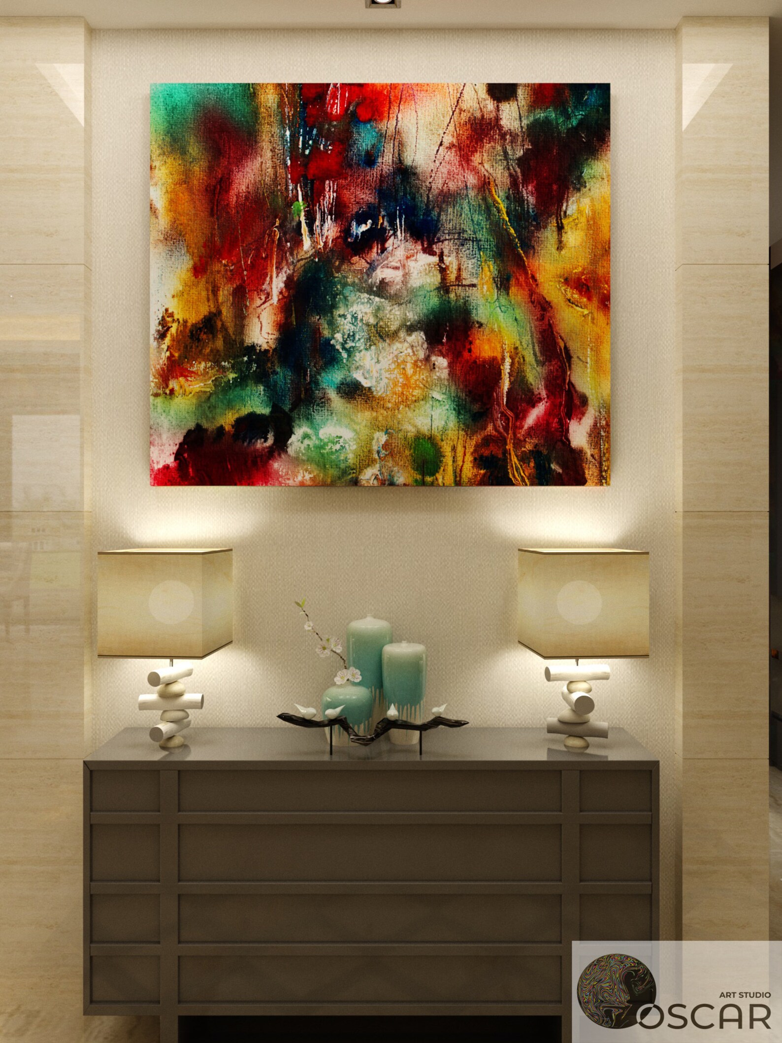Large Office Wall Art Original Paintings on Canvas Canvas Etsy