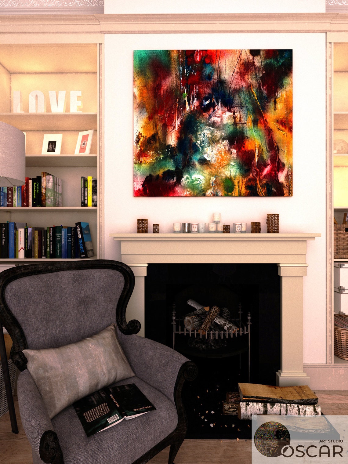 Large Office Wall Art Original Paintings on Canvas Canvas Etsy