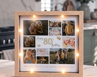 Personalised 80th Birthday Photo Collage Frame, Keepsake Gift for Nan, Mum, Grandma