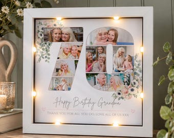 Personalisierter Bilderrahmen mit Fotocollage zum 70. Geburtstag, Geschenk für Oma, Oma zum 70. Geburtstag, Geschenk für Mama zum 70. Geburtstag