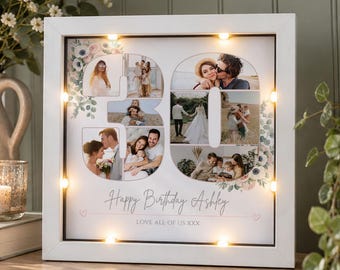 Personalised 30th Birthday Photo collage Frame, Gift for Daughter, Bestie Birthday present, Granddaughter 30th frame