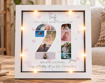 Personalised 21st Birthday gift for her, Daughter 21st Milestone frame, Granddaughter 21st Gifts for her, twenty one photo collage