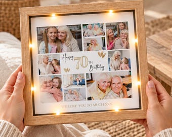 Personalised 70th Birthday Photo Collage Frame, Keepsake Gift for Nan, Mum, Grandma