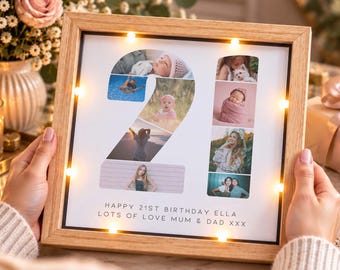 Personalised 21st Birthday Photo Frame | 9 Photo Collage | 21st Birthday Gift | Custom Birthday Keepsake | Personalised Photo Gift