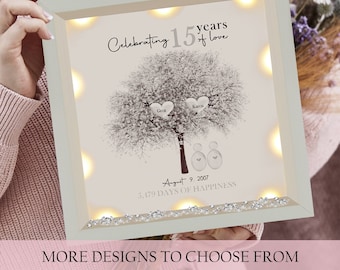 15th Wedding anniversary Gift | Family tree framed print | Crystal wedding anniversary gift | Wedding Gift | Anniversary milestone gift