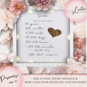 80th Birthday gifts for women, Personalised Birthday gift, Grandma birthday gift, 70th birthday frame, Gifts for her, 80th, 40th, 50th