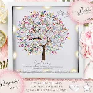 Personalised family tree gift, Mothers day gift, Gift for mum, gifts for her, Christmas gift, Mums birthday, Nans birthday, LED light gift