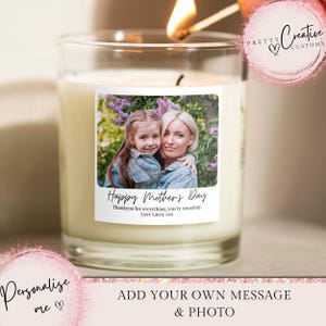 Mothers Day gift, Personalized mum photo candle Gift, Mom Gift, New Mother Gift, Mothers Day Candle, New Mom Gift, Candle For Mum