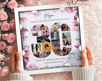 Personalised 30th Birthday gift for her, 30th Milestone collage frame, Born in 1996, thirty photo collage, Daughter Birthday picture frame