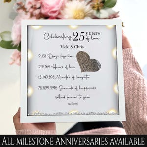 25th Wedding anniversary Gift, Silver wedding anniversary gift, Anniversary milestone gift, Gift for her, Gift for couple, Anniversary frame