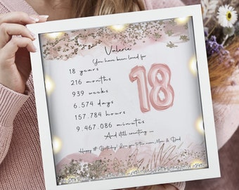 18th Birthday gift Personalised Birthday gift Daughter birthday gift 18th Milestone birthday frame Granddaughter gift Gifts for her