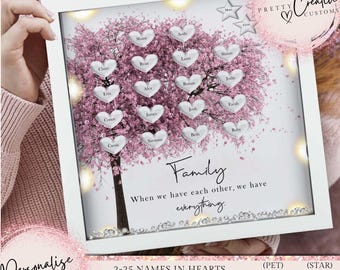 Family tree Christmas gift personalised family print Mums birthday Nans birthday Gifts for her anniversary gift New home gift LED light