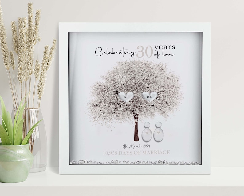 30th Wedding anniversary Gift Family tree framed print Pearl wedding anniversary gift Wedding Gift Anniversary milestone gift image 6