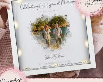 Personalisiertes Geschenk zum 60. Hochzeitstag: Individuelles Fotogeschenk, personalisiertes Erinnerungsstück, Bilderrahmen zum 60. Hochzeitstag