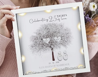 25th Wedding anniversary Gift | Family tree framed print | Silver wedding anniversary gift | Wedding Gift | Anniversary milestone gift