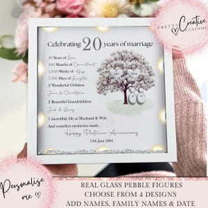 Personalised 20th Wedding anniversary Gift, Platinum wedding anniversary frame, 20th anniversary, Platinum Anniversary milestone keepsake