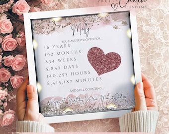 Personalised 16th Birthday girl gift, sweet sixteen frame, Daughter 16th Milestone birthday, Gifts for her, Granddaughter gift, Born in 2010
