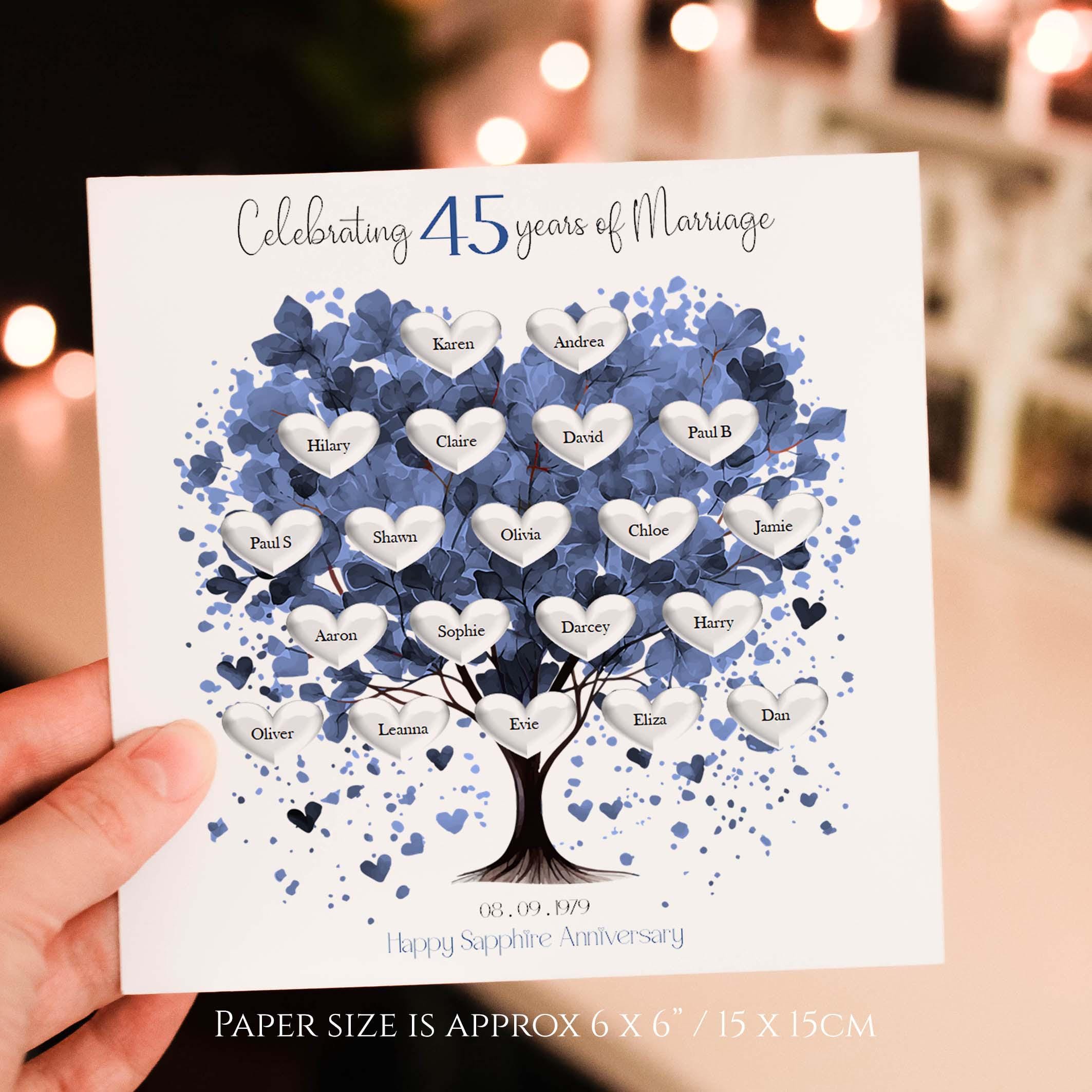 45th Wedding Anniversary Gift | Family Tree Framed Print | Sapphire 45th Wedding Anniversary Gift | Family Tree Framed Print | Sapphire