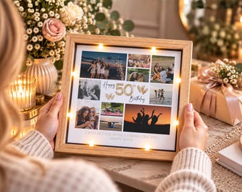 Personalised 50th Birthday Photo Frame | Custom Frame Gift | Fifty Keepsake | Happy  50th Birthday Collage