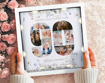 Marco de fotos personalizado para el 90 cumpleaños, regalo para la abuela, regalo de cumpleaños número 90 para la abuela, marco de fotos para el 90 cumpleaños de la abuela, regalo para el 90 cumpleaños de mamá
