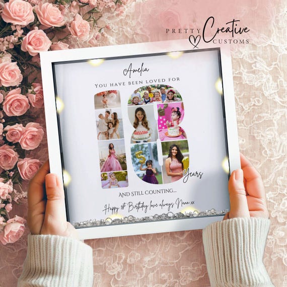Personalised 18th Birthday gift for her, Daughter 18th birthday Milestone frame, Granddaughter 18th Gifts for her, custom 18th candle
