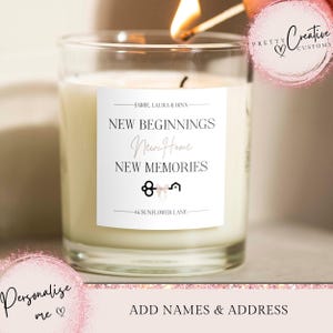 New Home Gift - New Home Personalised Candle For Couples and Family - Housewarming Candle Matches Gift- Moving Home Gift - New Home Set