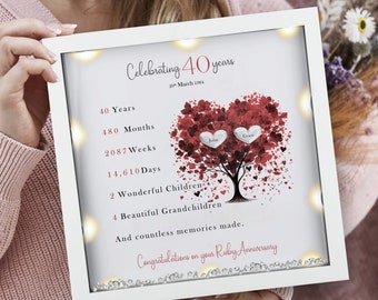 40th Wedding anniversary Gift | Family tree framed print | Ruby wedding anniversary gift | Wedding Gift | Anniversary milestone gift