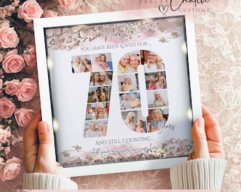 Personalised 70th Birthday gift for her, 70th Milestone collage frame, Born in  1956, seventieth photo collage, Mum Birthday picture frame