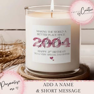 Vela de cumpleaños número 21, regalo para ella, regalo personalizado de cumpleaños número 21, regalo de cumpleaños para hija, cumpleaños importante número 21, regalo para nieta número 21