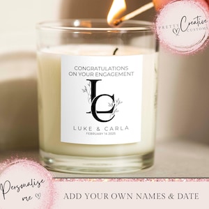 Personalised engagement candle, Gift For Her scented candle, couples engagement gift, proposal gift, wedding day gift for couple