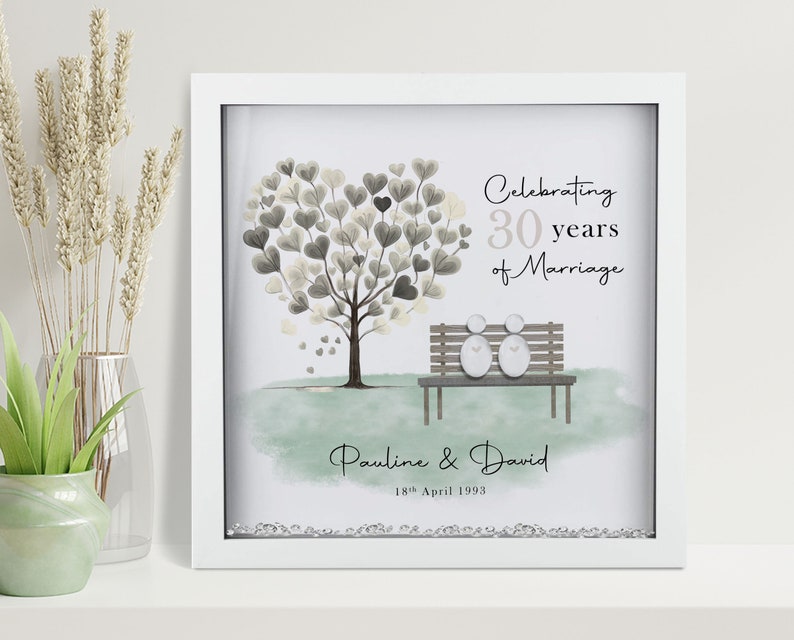 30th Wedding anniversary Gift Family tree framed print Pearl wedding anniversary gift Wedding Gift Anniversary milestone gift 10" Frame