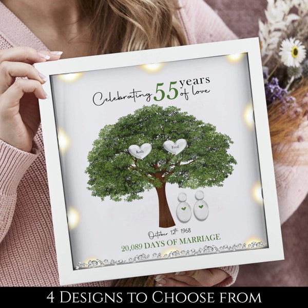 55th Wedding anniversary Gift | Family tree framed print | Emerald wedding anniversary gift | Wedding Gift | Anniversary milestone gift