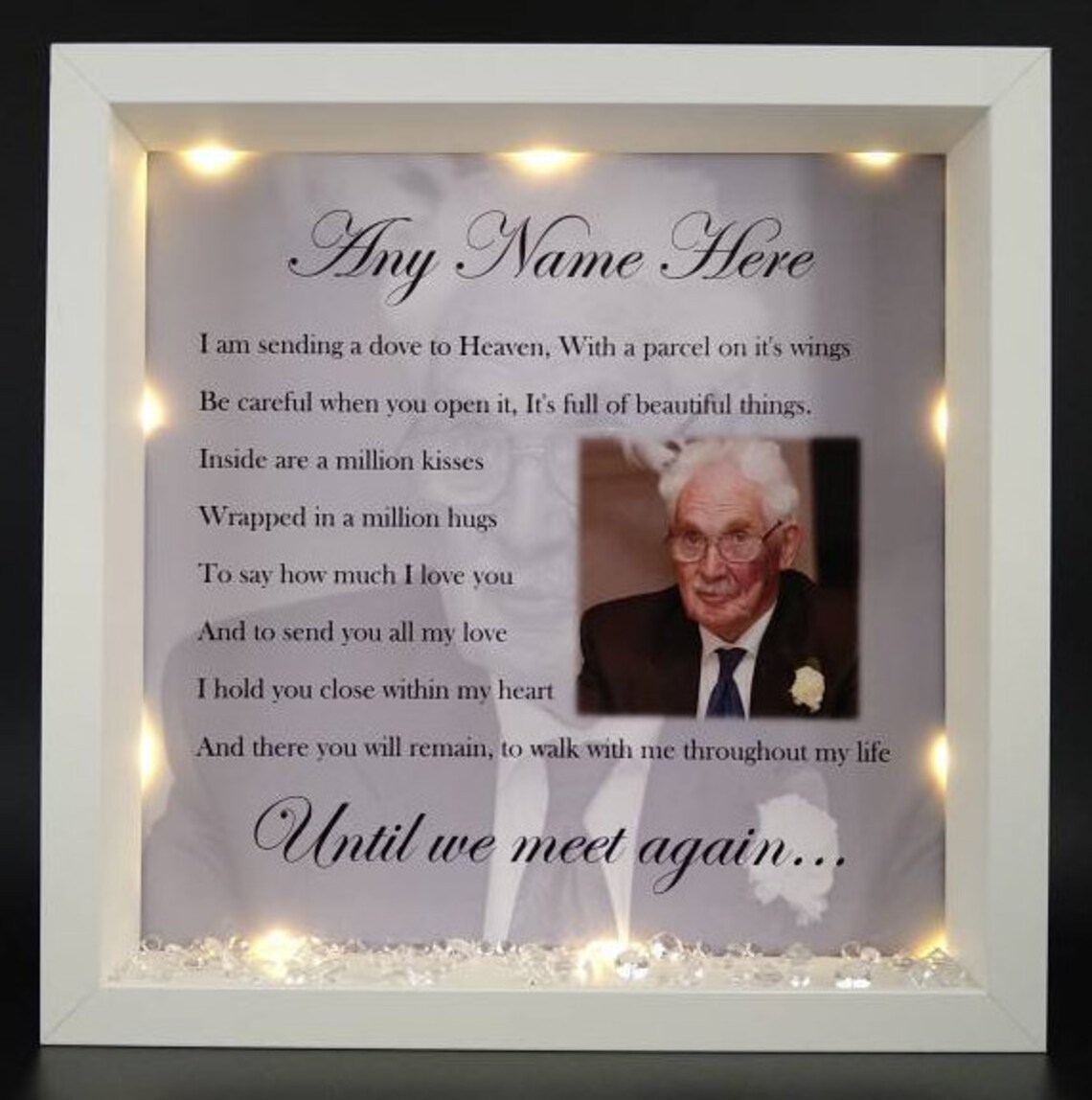 Personalised Memorial Photo Frame Sending a Dove to Heaven Etsy Denmark