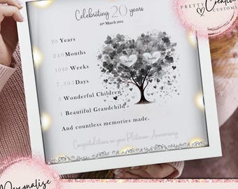 20th Wedding anniversary Gift | Family tree framed print | Platinum wedding anniversary gift | Wedding Gift | Anniversary milestone gift