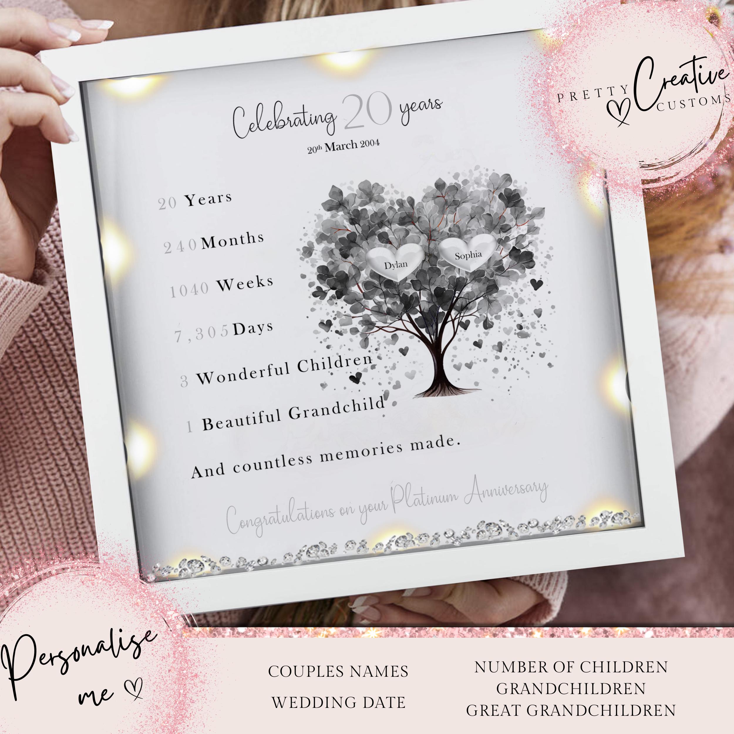 20th Wedding Anniversary Gift | Family Tree Framed Print