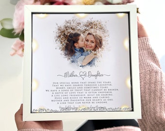 Mother and daughter personalised framed print, Gifts for her, Mum birthday gift, Mothers day gift, Mum photo frame, gifts for mum, LED light