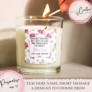 Personalisierte Lehrer Geschenk, Dankeschön für Lehrer, Ende des Begriffs Geschenk, Kindergarten Lehrer Kerze Geschenk, Lehr-Assistent Kerze