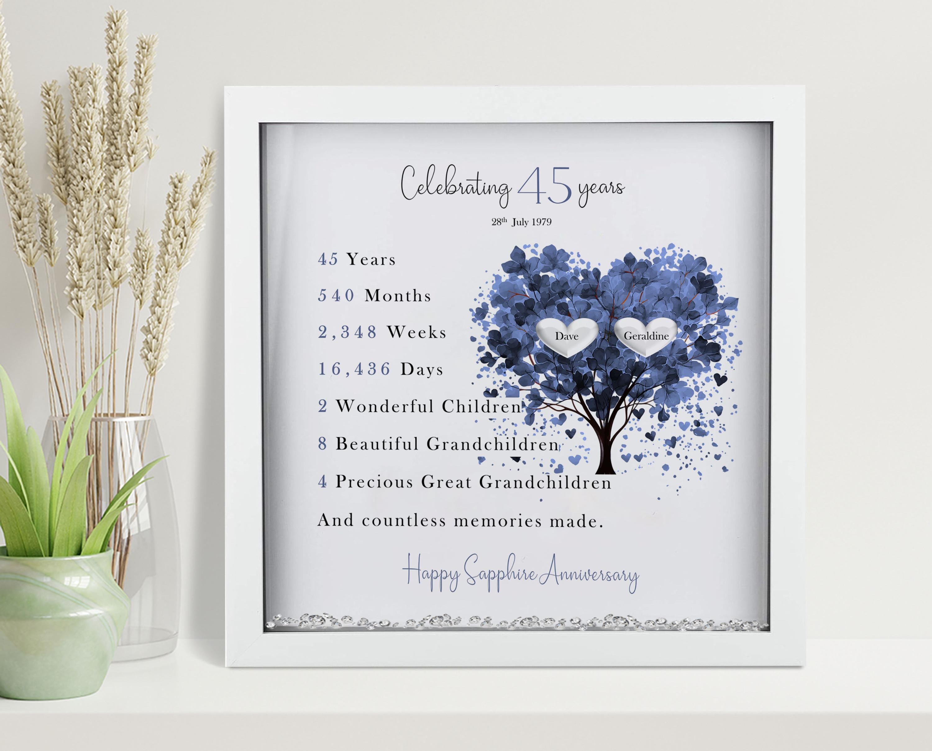 45th Wedding Anniversary Gift | Family Tree Framed Print | Sapphire 45th Wedding Anniversary Gift | Family Tree Framed Print | Sapphire