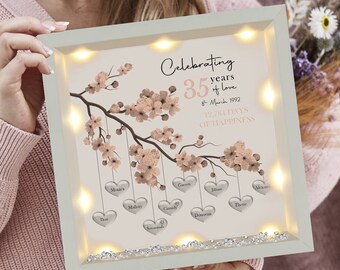 35th Wedding anniversary Gift | Family tree framed print | Coral wedding anniversary gift | Wedding Gift | Anniversary milestone gift
