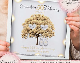 Decoración De Boda Dorada Corazón Aniversario De Boda 50 Años Aniversario Personalizado Soporte De Madera 15 X 15 Cm - Regalo Aniversario Matrimonio Aniversario Amor - España