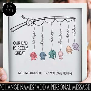 Personalised daddy frame gift Father’s Day present Fishing print Gift For Dad birthday Reel Great Dad fishing print