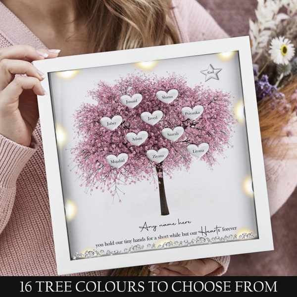 Personalised family tree, Mothers day gift, Mums birthday, Nans birthday, Gifts for her, Gift for mum, Grandchildren gift, LED light gift