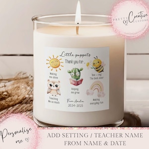 Personalisierte Lehrer Danke Kerze Geschenk-Set Ende des Begriffs Geschenk Ende des Jahres Schule Kindergartenlehrer Geschenk Grundschule Wertschätzung Abgänger