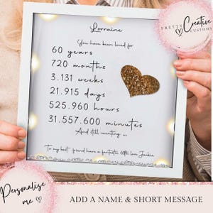 60th Birthday gifts for women Personalised Birthday gift Mum birthday gift 60th Milestone birthday frame Gifts for her