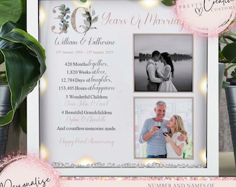 Then & Now 30th wedding anniversary gift for parents Pearl wedding anniversary gift Wedding anniversary milestone gift couples gift
