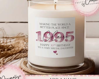 Vela perfumada para el 30.º cumpleaños, haciendo del mundo un lugar mejor desde 1995, feliz 30.º cumpleaños, regalo para los 30 y 40 años, regalo de cumpleaños de 1995